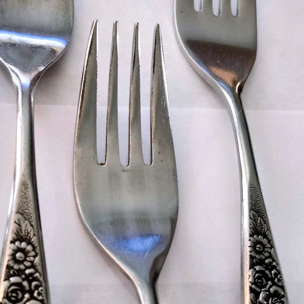 VTG Interpur Jardinera Stainless Dinner Forks Black Accent Flatware set of 7 MCM